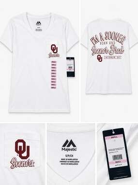 Captivating Oklahoma Sooners White Pocket Short Sleeve Shirt Red Size S